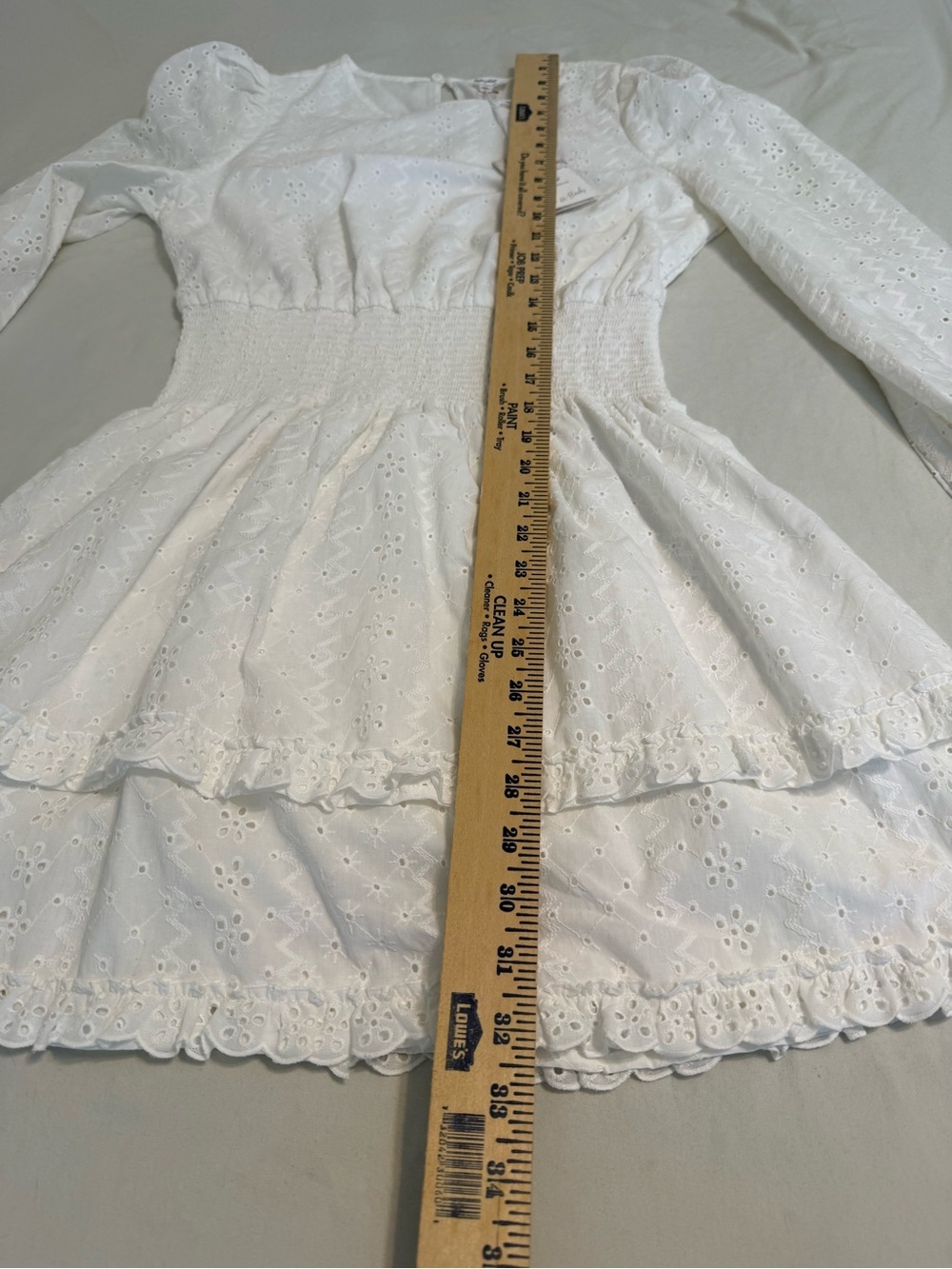 NWT Splendid x Cella Jane White Eyelet Puff-Sleeve Tiered Mini Dress XS - Picture 13 of 16